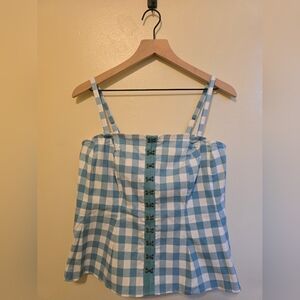 Torrid Blue and White Plaid Top